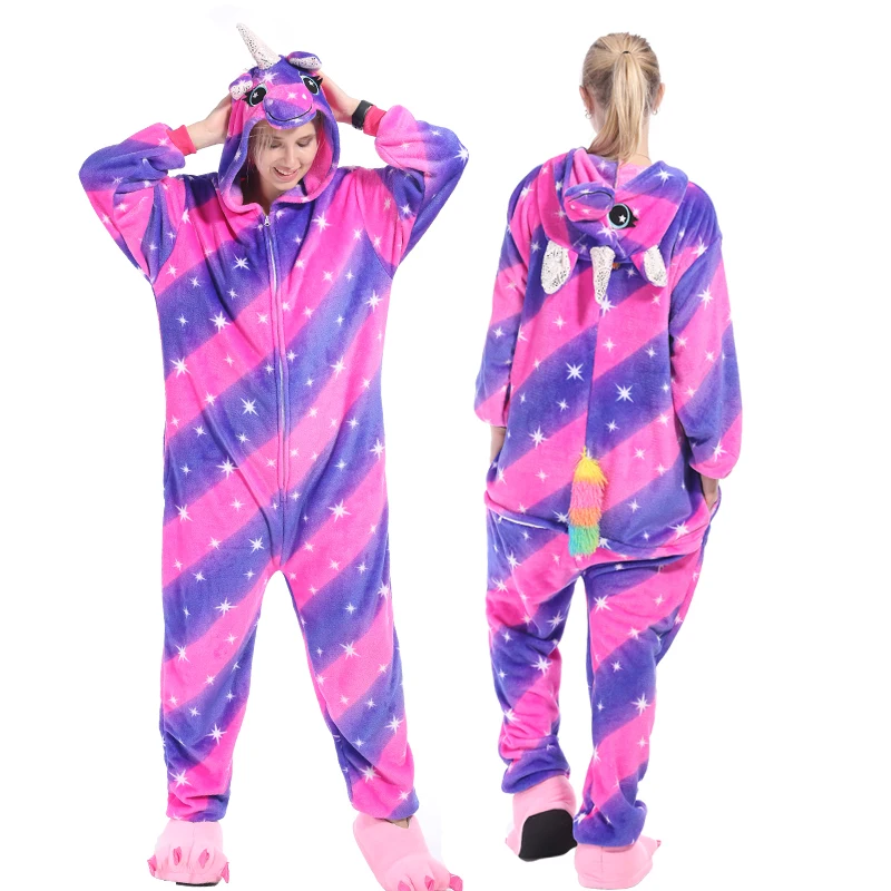 Пижамы кигуруми с животными для взрослых одежда сна костюм косплея комбинезон