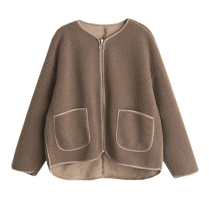 

2020 Winter Korean Luxury Brand Bulk Women's Coat Warm Overcoat RetroLoose Faux Fur Casual Jackets Female Oversized Clothes