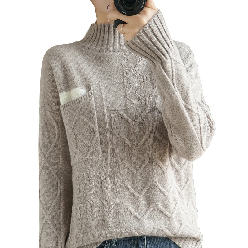 

2020 Women Wool Pullovers High-Collar Knitting Sweaters Winter Warm Fashion Female Jumpers Long Sleeve Woolen Tops Outwears