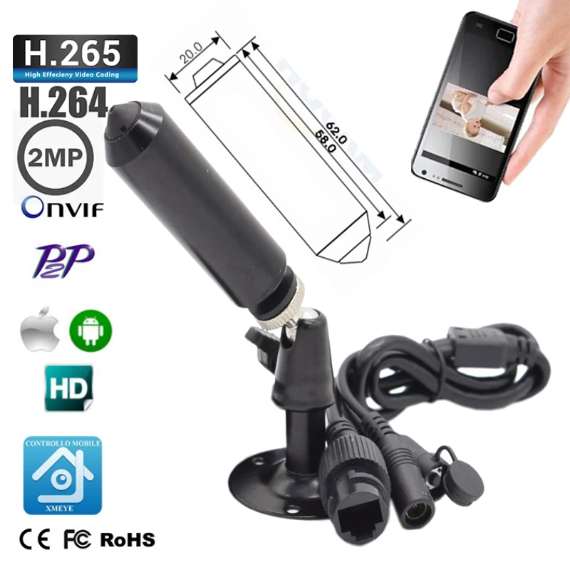 Мини Onvif удаленное Обнаружение движения Pin отверстие мини IP цилиндрическая