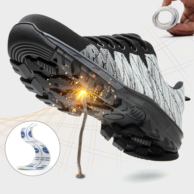 

Work Safety Shoes Men Boots Fashion Work Sneakers Male Shoes Adult Work Boots Steel Toe Shoes Indestructible Men Safety Boots