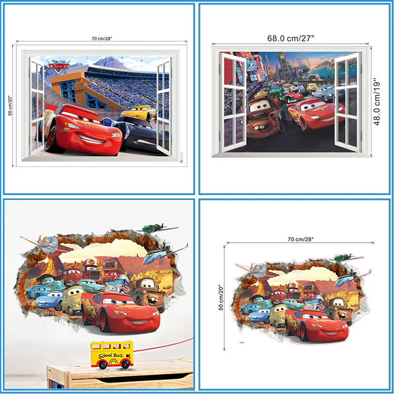 Disney cars lightning McQueen 13 стильных 3D наклеек на стену для детей мальчиков комнаты