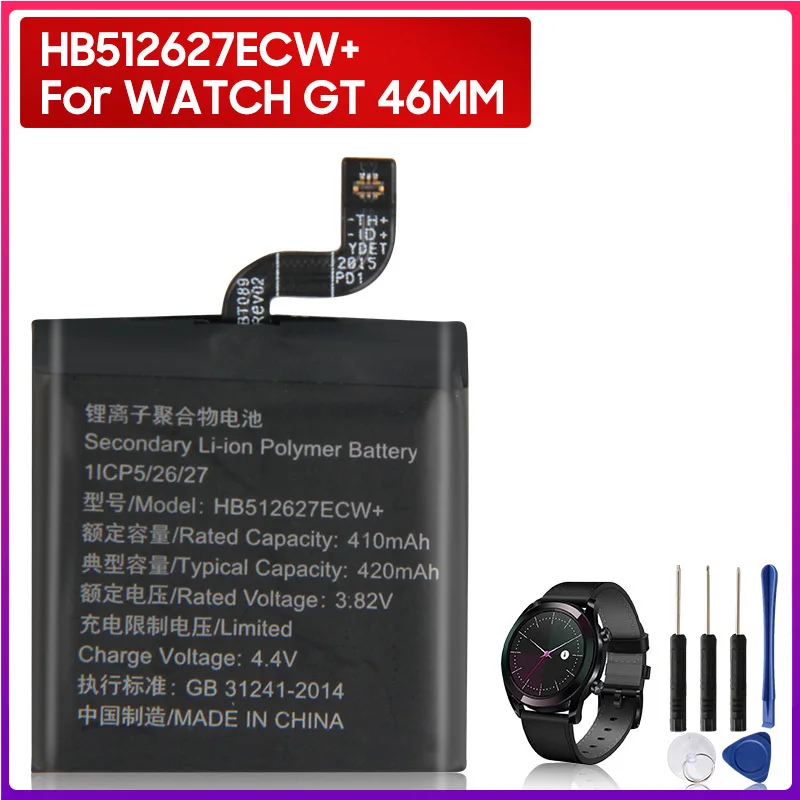 

Оригинальный аккумулятор HB512627ECW + для Huawei Watch GT 46 мм, подлинный аккумулятор 420 мАч
