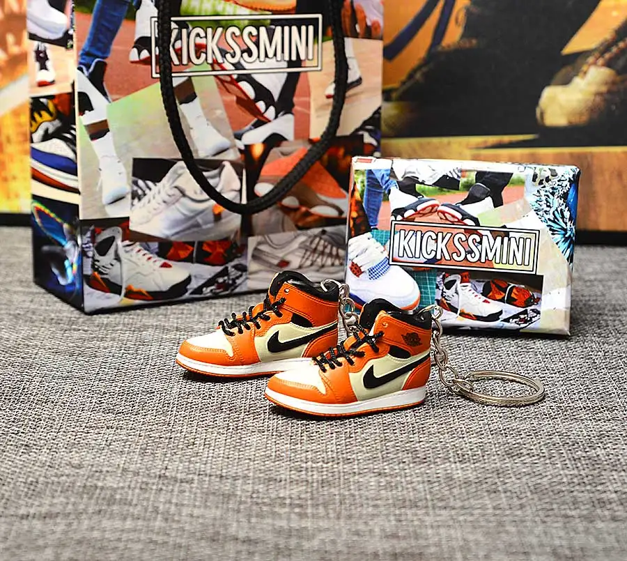 a pair w metal ring Персональный DIY Jordan Generation AIR JORDAN 1 chicago 3D кроссовок фигурный брелок сумка Подвеска парный брелок - Цвет: a pair w metal ring