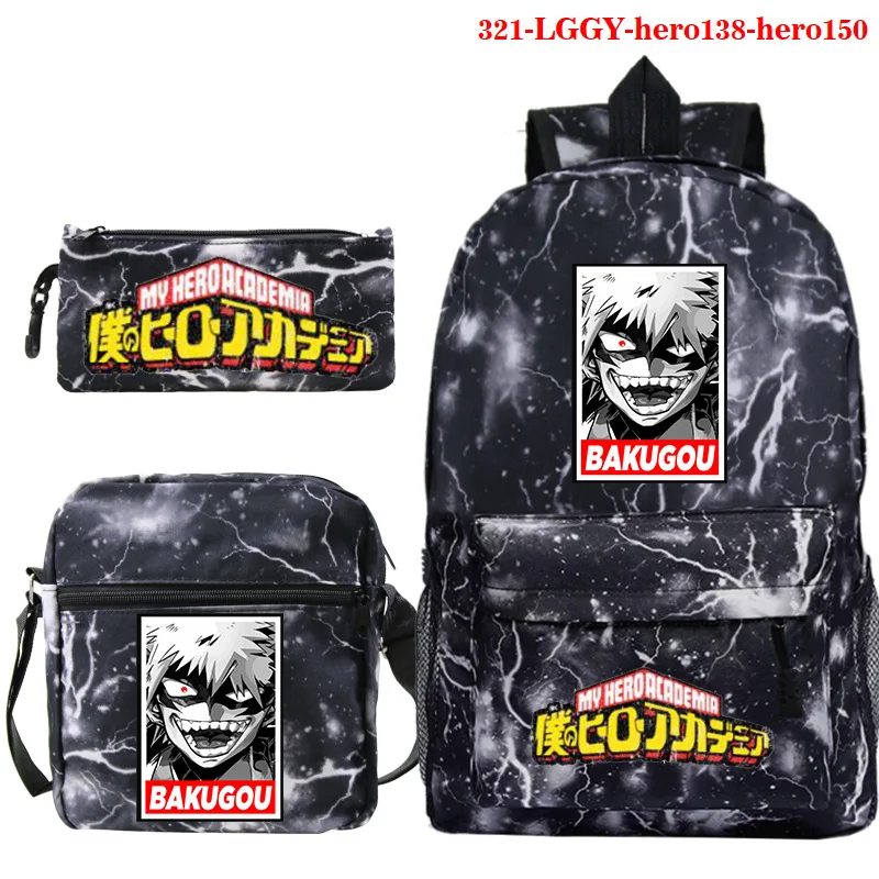 

Mochilas My Hero Academia Backpack For Boys Girls Schoolbag Canvas Bookbags 3Pcs/Set Rucksack Men Bagpack Women Daily Knapsack