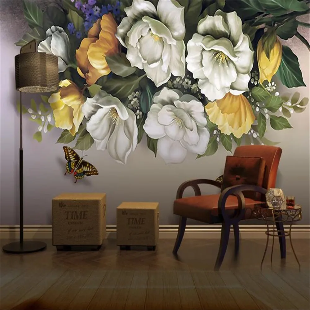 Милфи европейский ностальгический ретро фон с розой бабочкой настенное