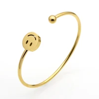 stainless steel hollow smiling face open bangle for women men funny cuff bracelet bangle jewelry
