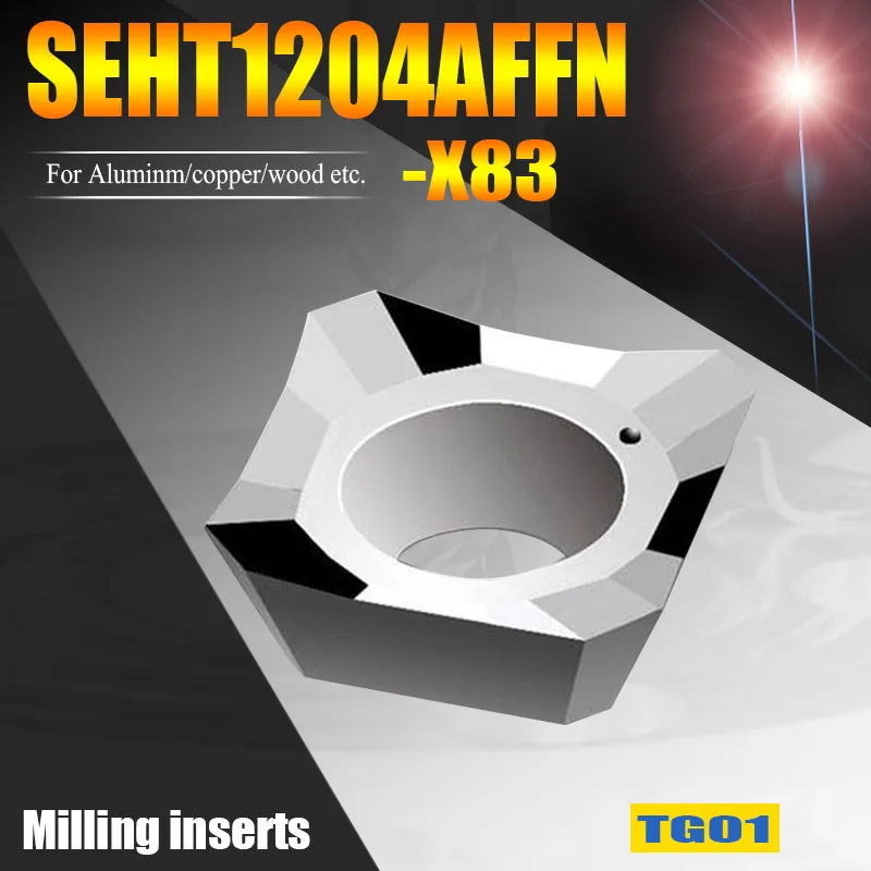 

KM12 Face milling cutter head seht1204 carbide inserts SEHT1204AFFN X83 45 degree SEHT 1204 milling insert for alnuminum working