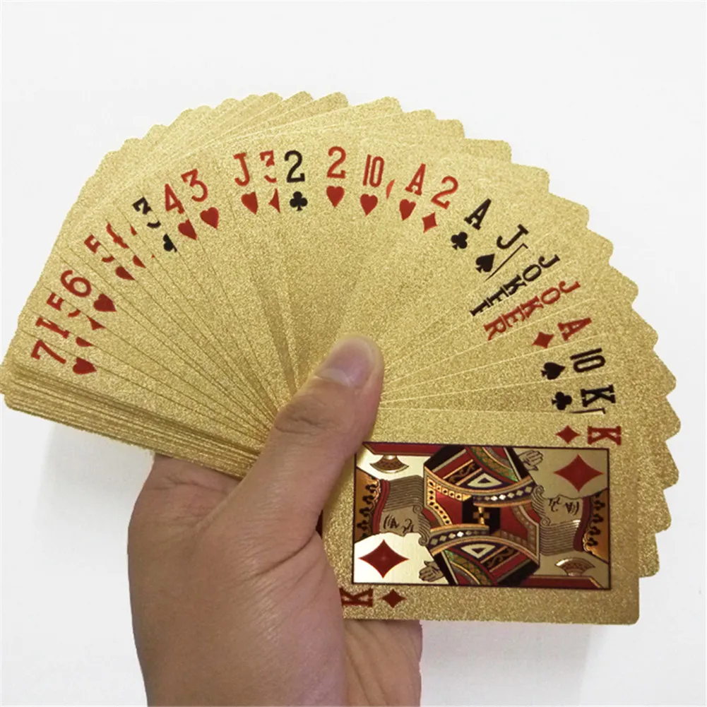 

Waterproof Playing Card Tyrant Golden PVC Plastic Playing Card Gold Foil Plastic Deck Of Cards Poker Board Game Travel Games