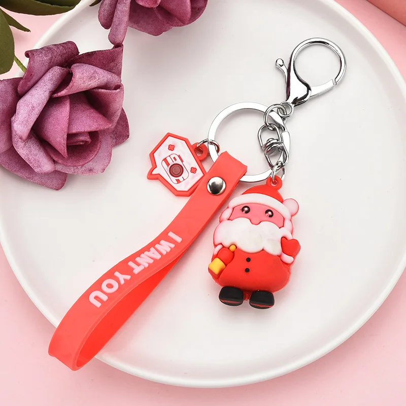 

Classic Santa Keychain PVC Soft Cartoon, Ladies Bag Pendant, Christmas Elk Snowman Car Key Ring, Pendant Gift