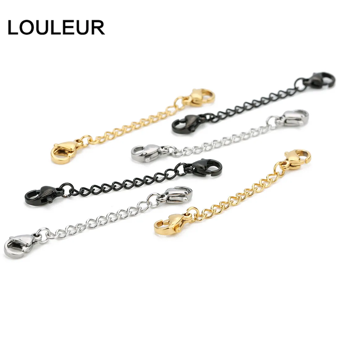

Louleur 5Pcs 50mm Length Stainless Steel Necklace Extender Chain With Lobster Clasp Extension Chain Bulk For Diy Jewelry Finding