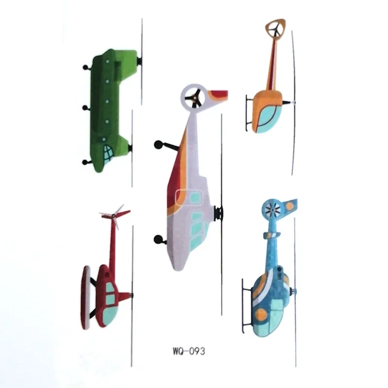 Мультфильм автомобиль самолет Временные татуировки Поддельные стикер Дети лицо