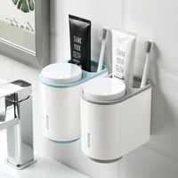 magnetic toothbrush holder wall mount toothpaste toothbrush holder with 2 cup home storage shelf bathroom accessories set