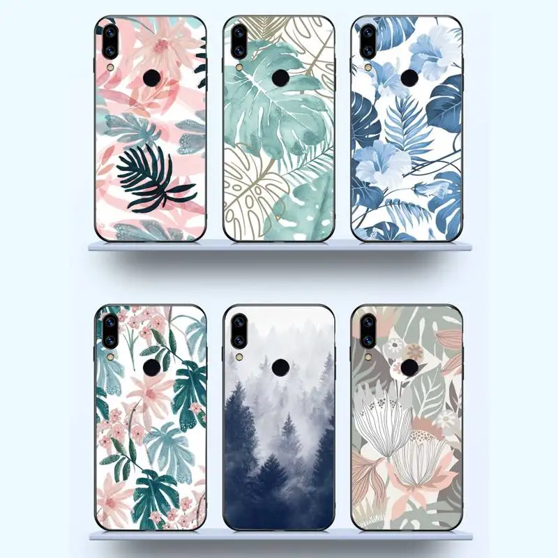 

Retro Leaves art pattern Phone Case For Xiaomi Redmi note 7 8 9 11 t s 10 A pro lite funda shell coque cover