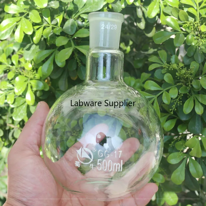 Стеклянная колба с круглым дном 50-2000 мл одна короткая горловина со стандартным