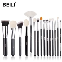 beili 15pcs black make up brush set high quality foundation highlight concealer eyebrow eyeliner blending makeup brushes kit