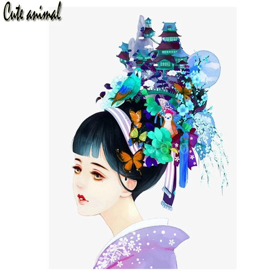 

Алмазная живопись, Японские Женские мотивы, набор для 3d вышивки крестом, алмазная вышивка, Алмазная мозаика, алмазная вышивка