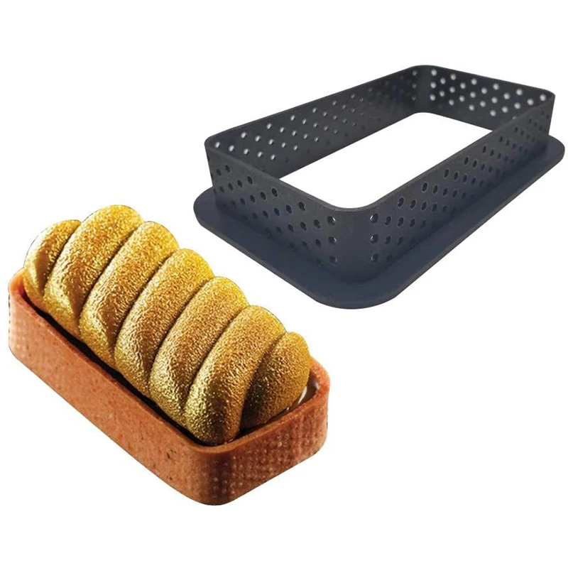 

Cake Mold Ring, 8Pcs Round Mousse Cake Ring Milk Bar Mold with 8Pcs Rectangle Cake Baking Mould Perforated Ring Bakeware