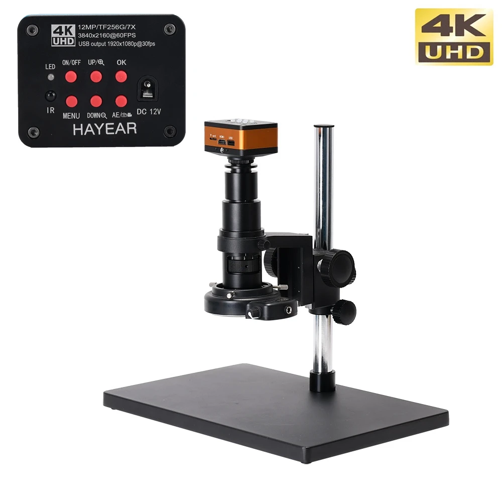 

4K UHD 60FPS Microscope Camera 200X C-mount Parfocal Lens Industrial Electronic Digital Microscope for Phone Repair Soldering