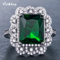 visisap vintage emereld square green rings for women icedout anniversary presents ring mother day jewelry accessories b1137