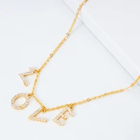 jaeeyin fashion cubic zircon pendant letter happy love charm sweet clavicle chain adjustable necklace gift for girlfriend women