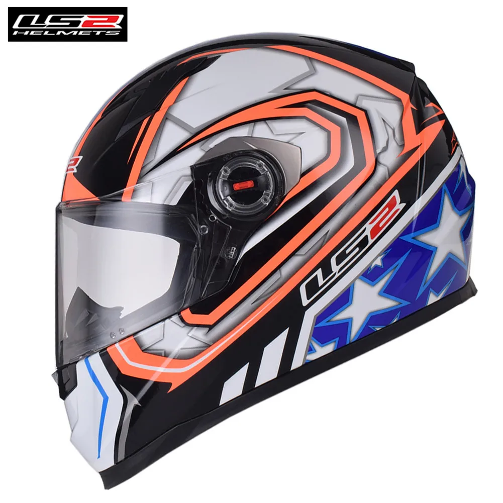LS2 FF358 оранжевый/синий полный лицо мото гоночный мотоциклетный шлем крушение
