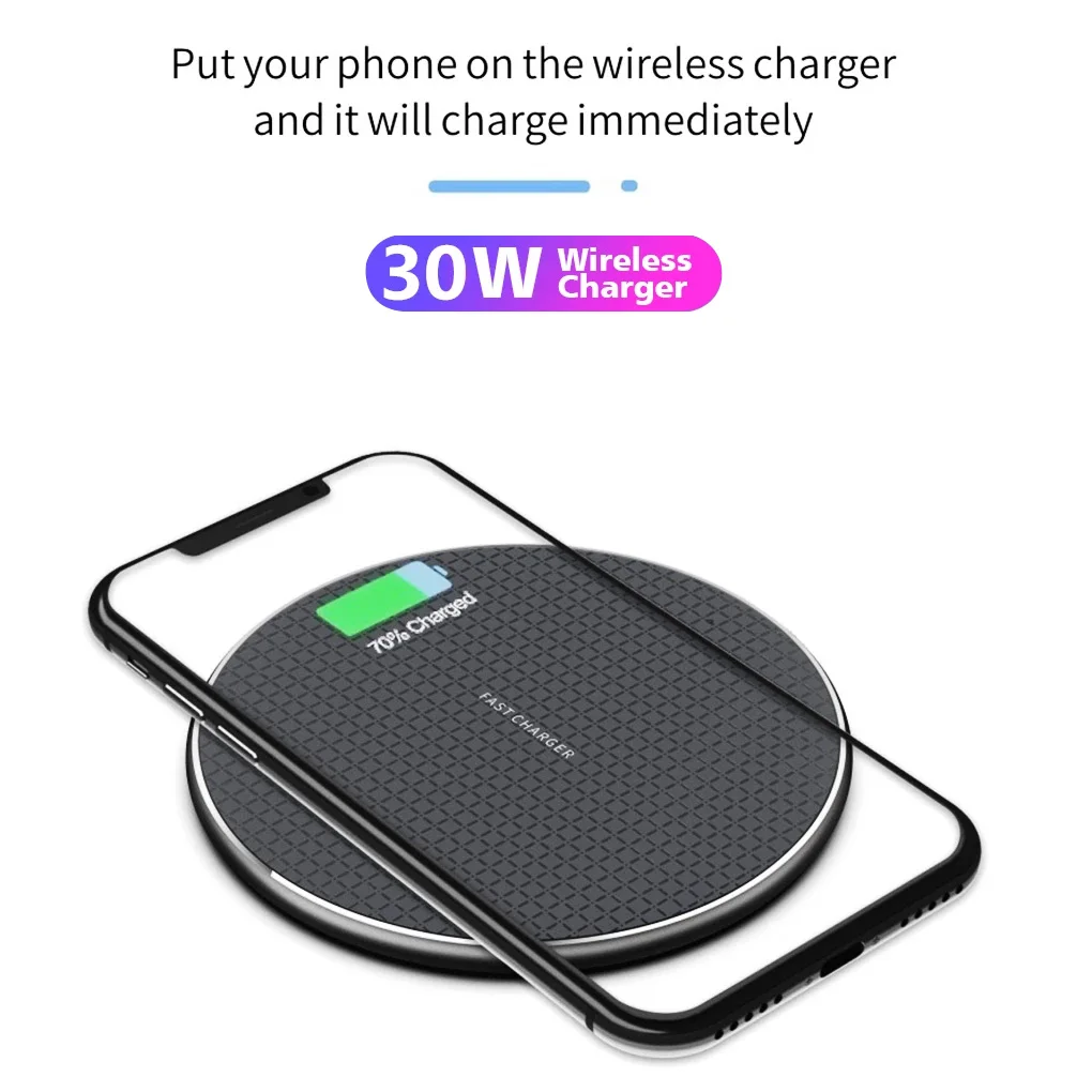 30W Fast Wireless Charger For iPhone 12 11 Pro Max XS X XR 8 Qi Charging Pad for Samsung S9 S10 Xiaomi mi 10 | Мобильные телефоны и