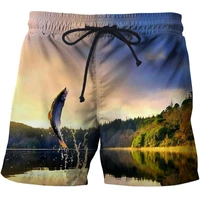 summer 3d fish beach shorts for men 3d print mens sports trend short pants oversized seaside vacation fashion casual shorts