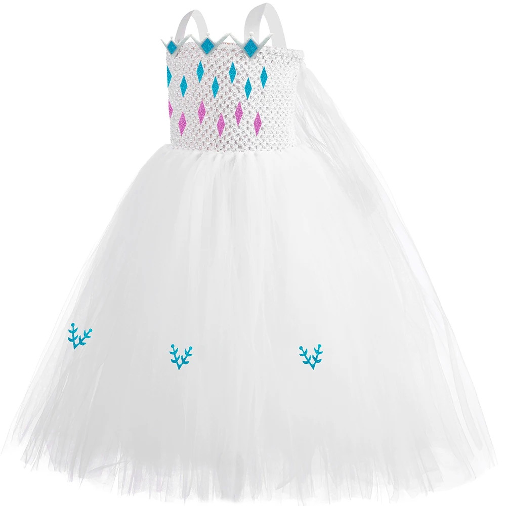 Новое платье пачка Эльзы детские платья из тюля для девочек костюм Снежной