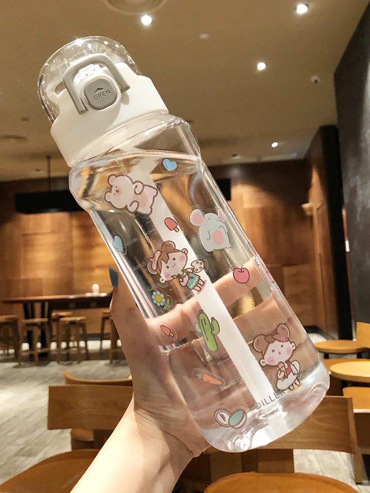 

Спортивная пластиковая бутылка для воды, простая большая летняя, многоразовая, портативная, Экологически чистая, для тренажерного зала, для...