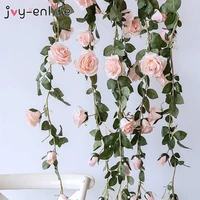 silk artificial rose vine hanging flowers for wall decoration rattan fake plants leaves garland romantic wedding home decor
