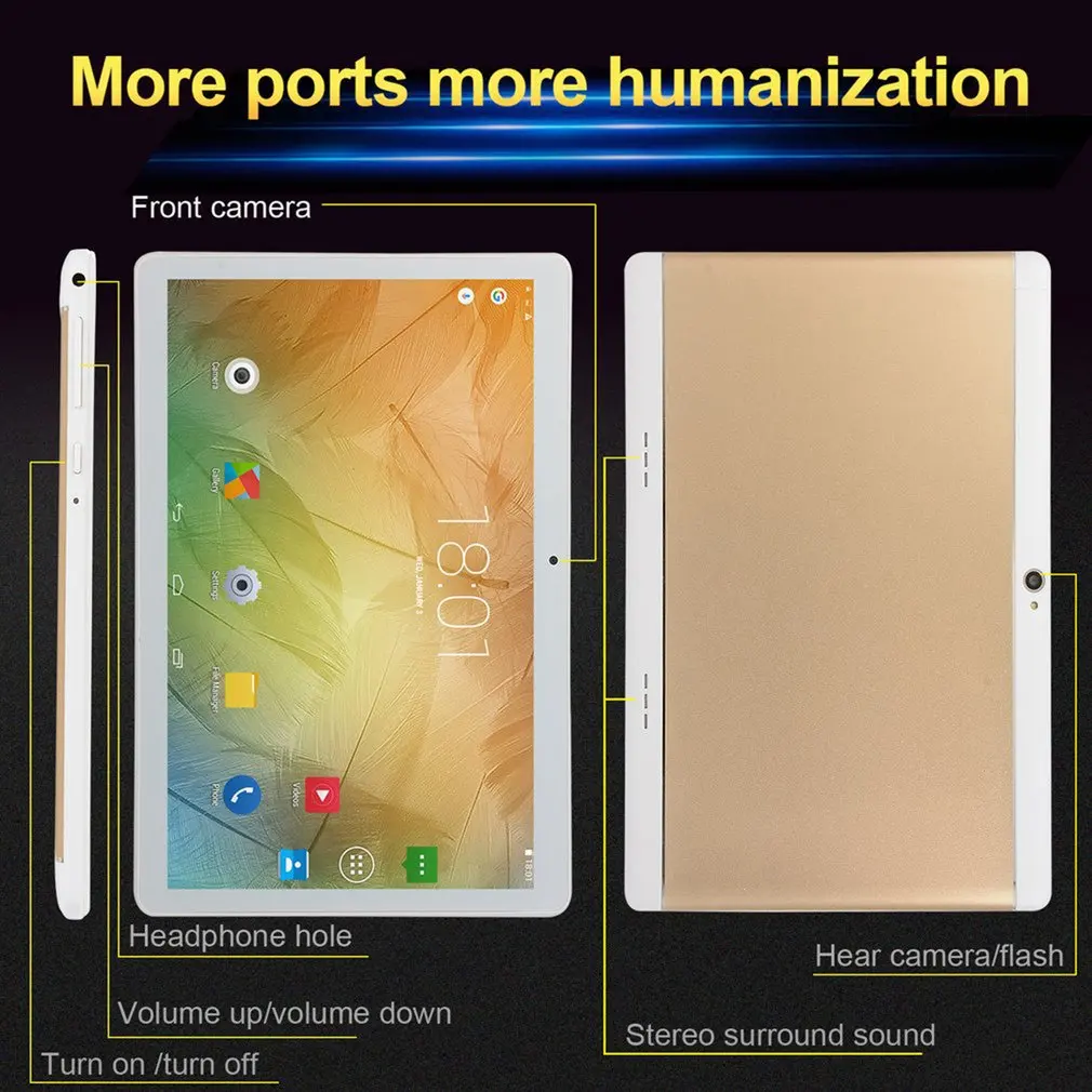 

10,1 IPS Android 8,0 8 + 128 Dual SIM 3G GPS FM