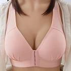 Модный женский бюстгальтер большого размера, однотонный бюстгальтер с передней пряжкой, бюстгальтер с защитой от провисания, мягкий дышащий бюстгальтер без стальных колец