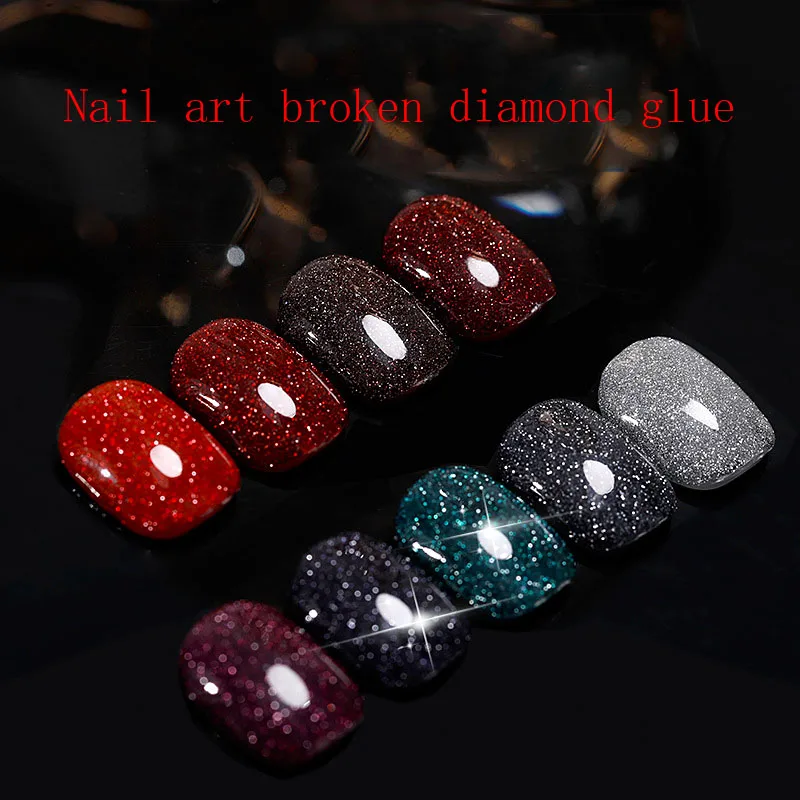 

New dark broken diamond glue 9-colors nail art burst shiny nail polish