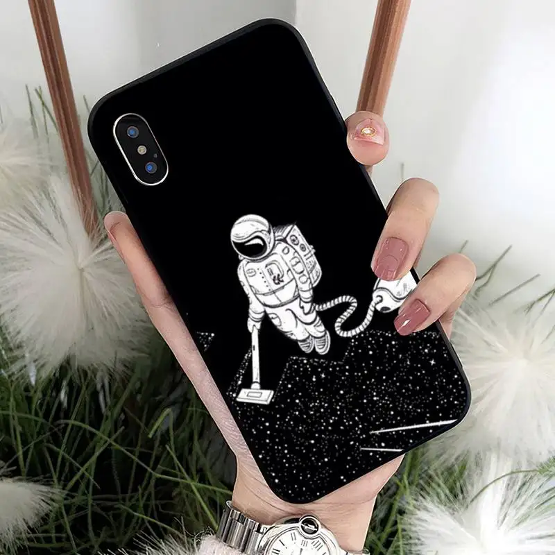 Black White Moon Stars Space Astronaut Phone Case For iPhone 12 Mini 11 Pro XS Max X XR 7 8 Plus | Мобильные телефоны и