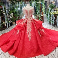 red ball gown evening dress 2021 new long gold lace elegant formal women evening gown long train prom party dress luxury beads