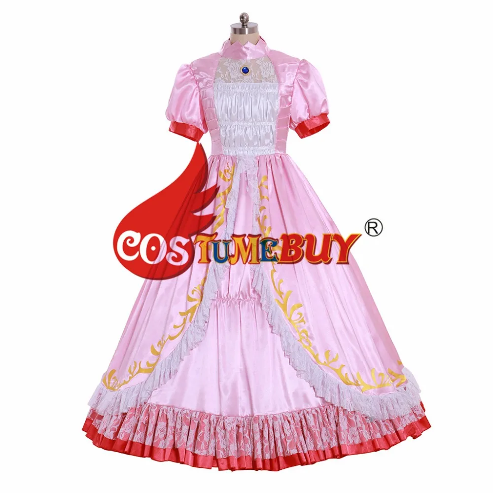 Costumebuy/платье принцессы Марио Персик для костюмированной вечеринки; женские бальные платья; розовое платье с перчатками; костюм на Хэллоуин на заказ