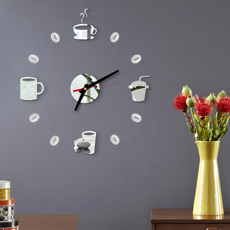 Новинка 2020 3D зеркальные настенные часы самоклеющиеся современный стиль