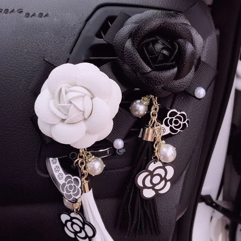

Car Perfume Camellia Air Freshener Fragrance Clip Auto Air Condition Vent Perfume Tassels Pendant Ornament Car Smell Accessories