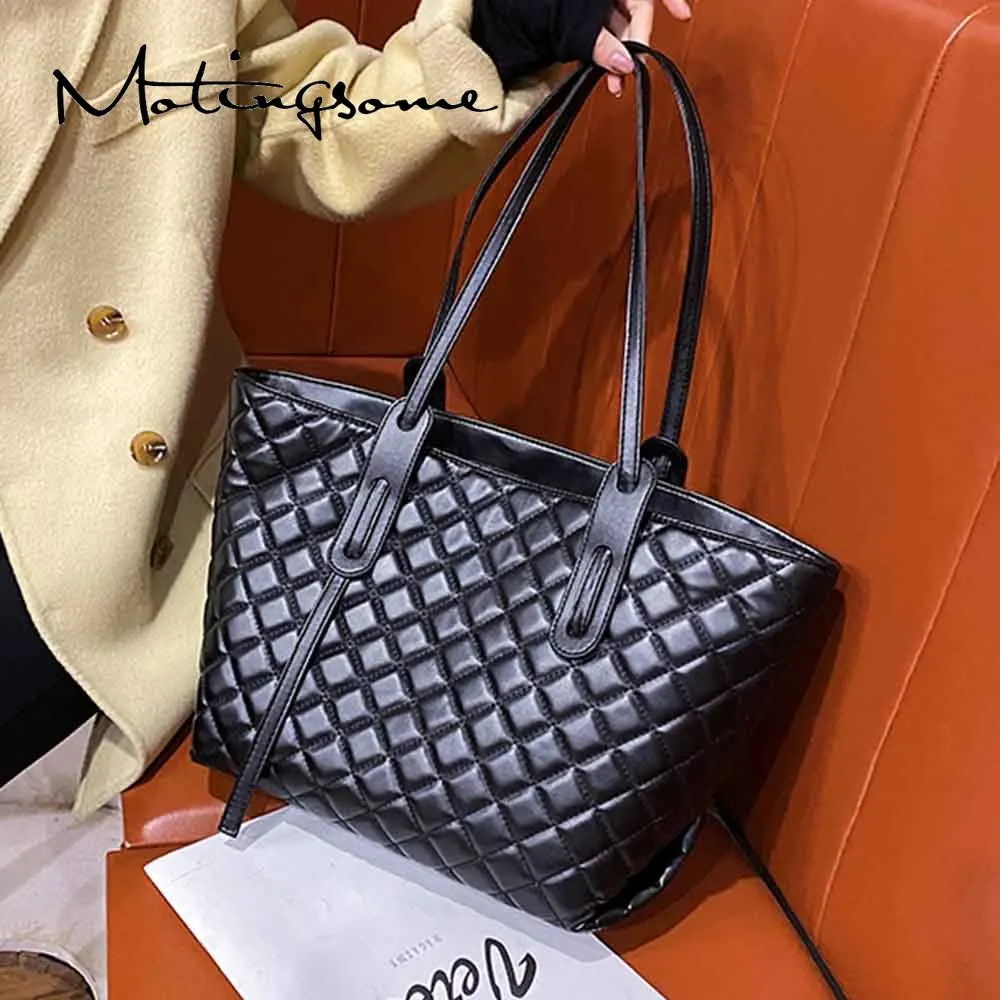 

Большая женская сумка-тоут, вместительная сумка, качественная искусственная кожа, сумки на ремне с бриллиантовой решеткой, женская сумка дл...