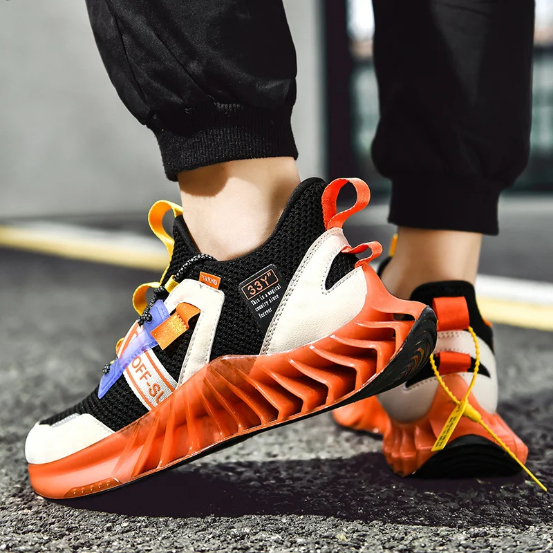 

2021 New Tide Blade Men's Shoes Student Leisure Running Shoes Outdoor Mesh Breathable Sneakers Cushioning Gym Shoes Men Big Size