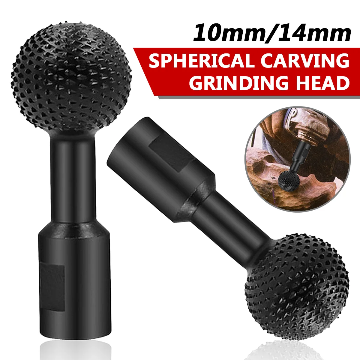 

Woodworking Sphere Rotary Burr 10mm 14mm Shank Carbide File Tungsten Steel Wood Carving Grinding Head Milling Cutter 3cm Head