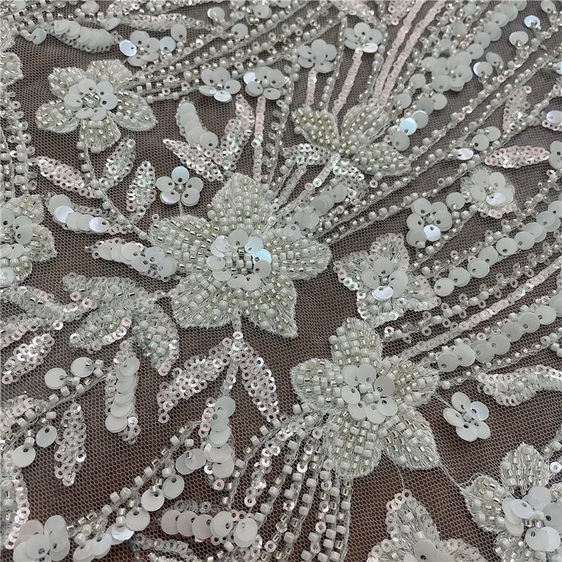 2021 New White Super Luxury Wedding Dress Gown Lace Fabric Heavy Bead Embroidery Mesh | Дом и сад