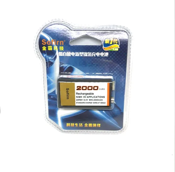 1 шт./лот перезаряжаемая батарея большой емкости 2000 мАч 9 в Ni-MH для микрофона |