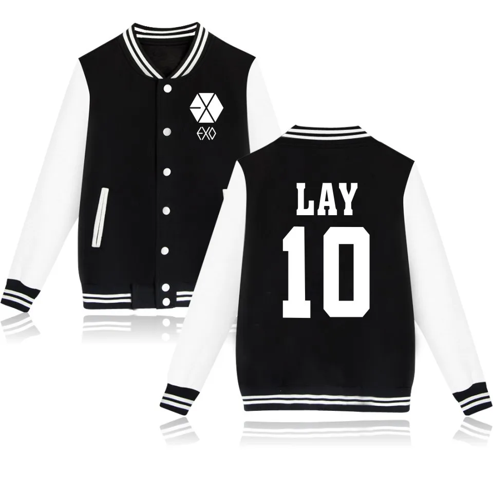 Exo толстовки Sehun Beakhyun Xiumin Exo Lay Kai Button на молнии карман длинное пальто уличная Exo бейсбольная куртка одежда Exo