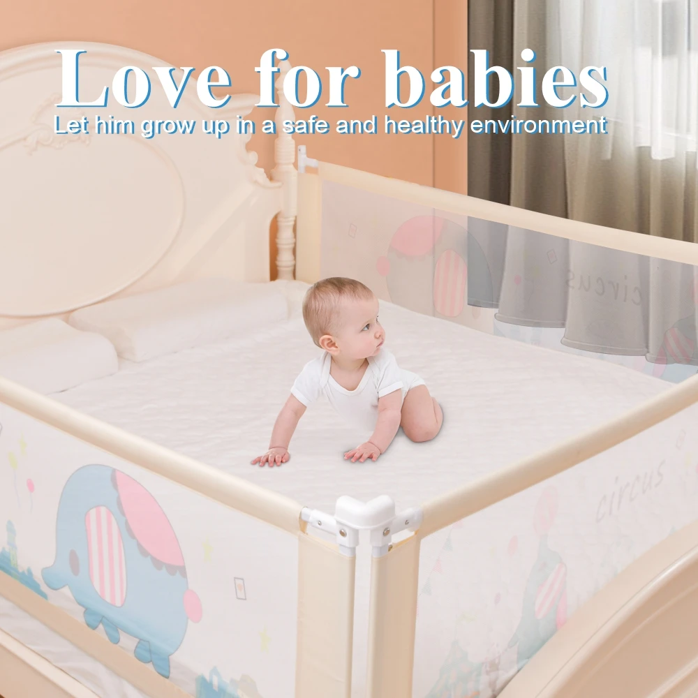 

Children's Bed Barrier Fence Safety Guardrail Security Foldable Baby Home Playpen On Bed Fencing Gate Crib Adjustable Kids Rails