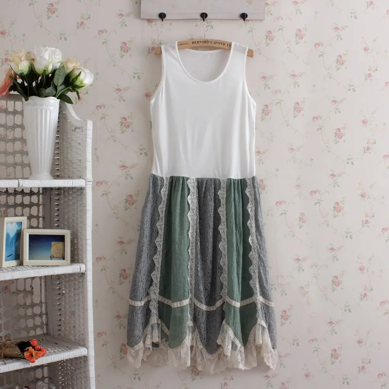 Kawaii вязаное крючком платье на бретелях лоскутное vestidos longos branco милые индийские