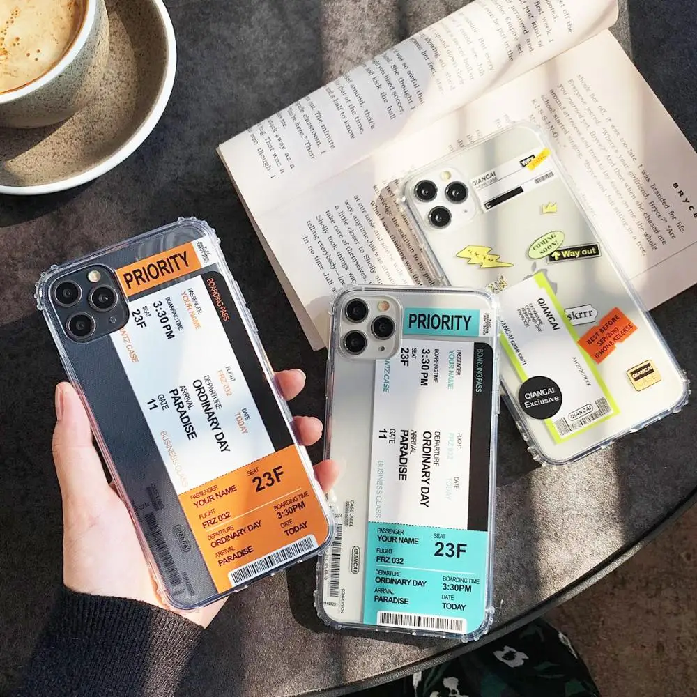 

Fashion Bar code phone case for iphone 11 case soft silicone Air tickets for iphone 7 8 plus XR XS MAX X cover fundas coque back