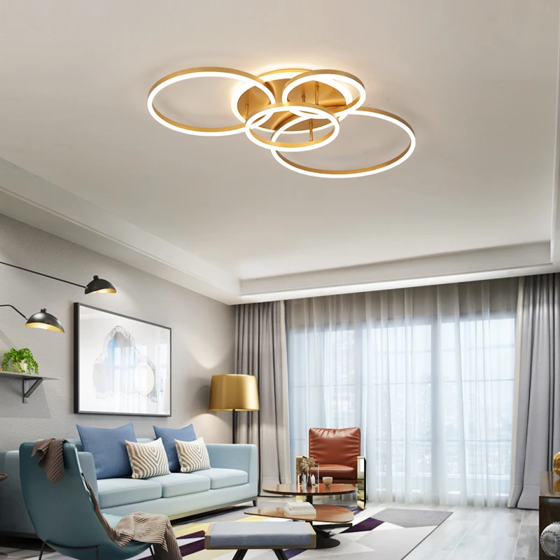 $70.00 Modern Led Circle Rings Ceiling Lights For living Room Bedroom Study Room Ceiling Lamp White/Brown/Black/Gold Color 90-260V