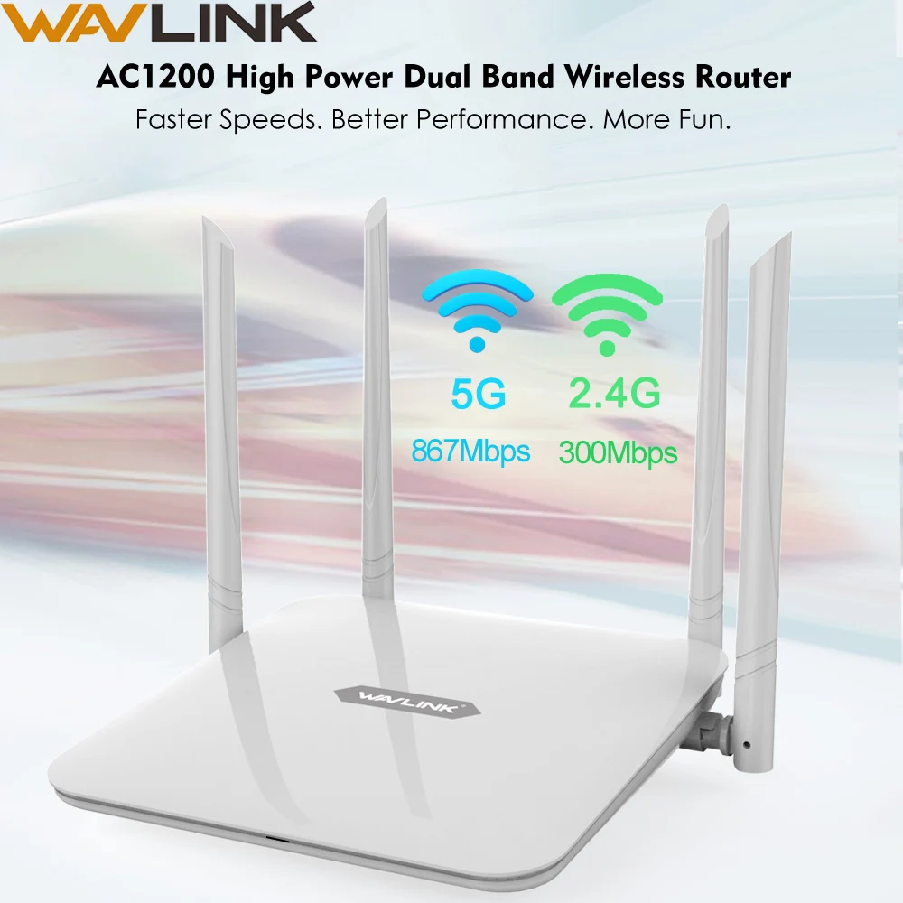 Wavlink Высокая мощность двухдиапазонный AC1200 беспроводной маршрутизатор Wifi расширитель с 4* 5dBi антенны с высоким коэффициентом усиления более широкое покрытие WPS легкая настройка